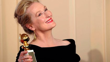 Meryl Streep con su Globo de Oro (Crédito: AP)